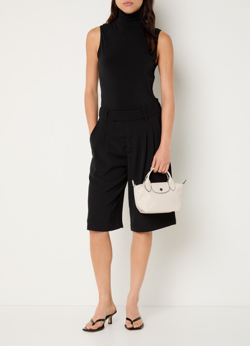 Longchamp Le Pliage Xtra XS handtas van leer - voorkant 6 lichtgrijs