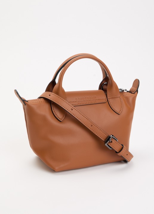Longchamp Le Pliage Xtra XS handtas van leer - achterkant 4 oranjebruin