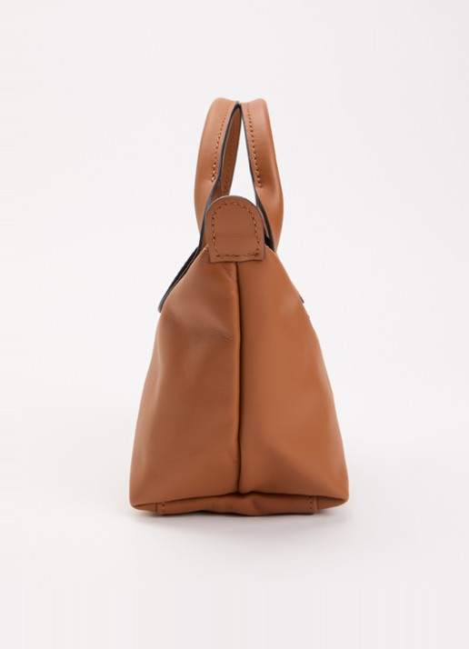 Longchamp Le Pliage Xtra XS handtas van leer - detail 6 oranjebruin