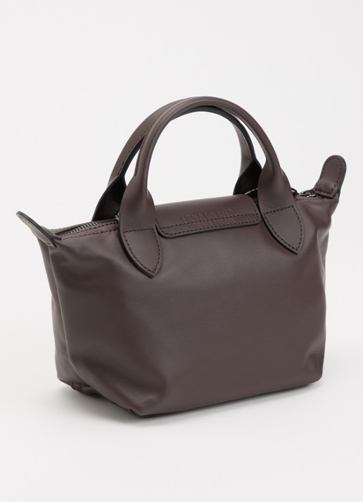 Longchamp Le Pliage Xtra XS handtas van leer - achterkant 4 donkerbruin