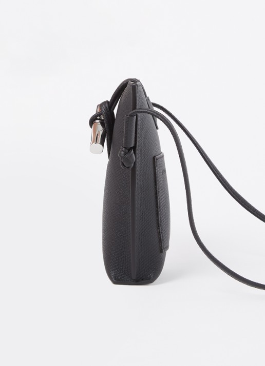 Longchamp Le Roseau crossbody telefoonhoes van leer - achterkant 3 zwart