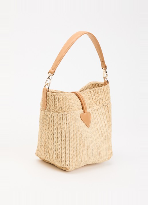 Longchamp Le Roseau crossbodytas XS met details van kalfsleer - achterkant 4 beige