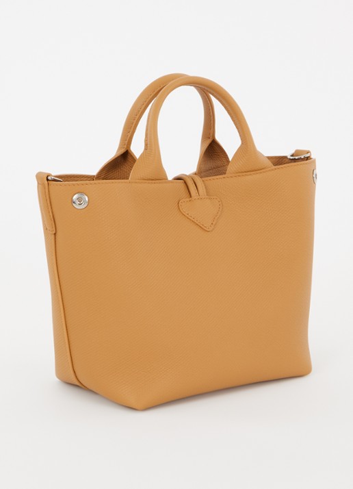 Longchamp Le Roseau handtas S van leer met afneembare schouderriem  - achterkant 6 cognac