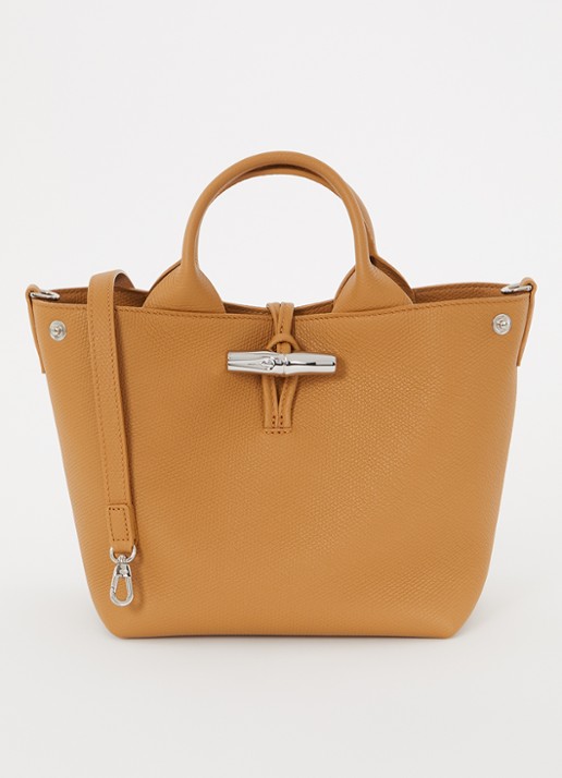 Longchamp Le Roseau handtas S van leer met afneembare schouderriem