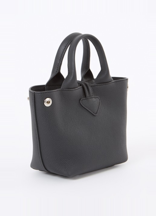 Longchamp Le Roseau handtas XS van leer - achterkant 3 zwart