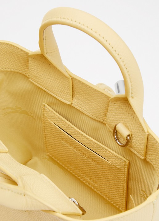 Longchamp Le Roseau handtas XS van leer - detail geel