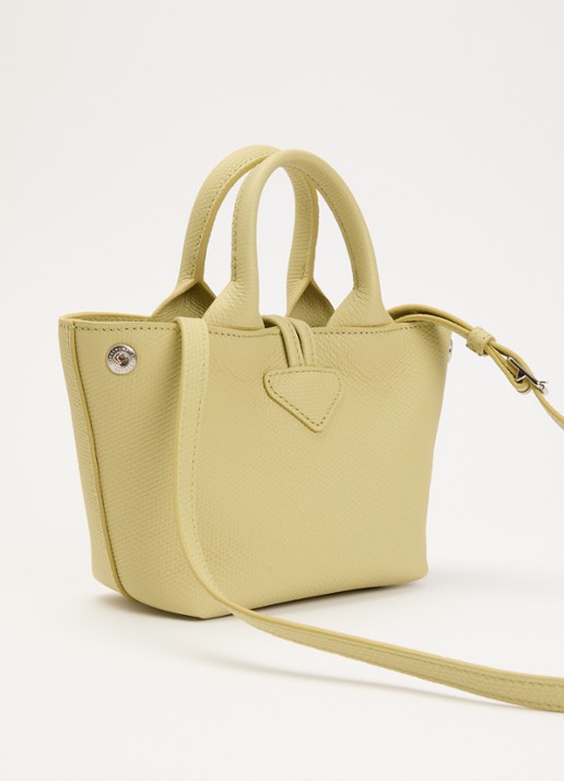 Longchamp Le Roseau handtas XS van leer - achterkant 7 lichtgroen