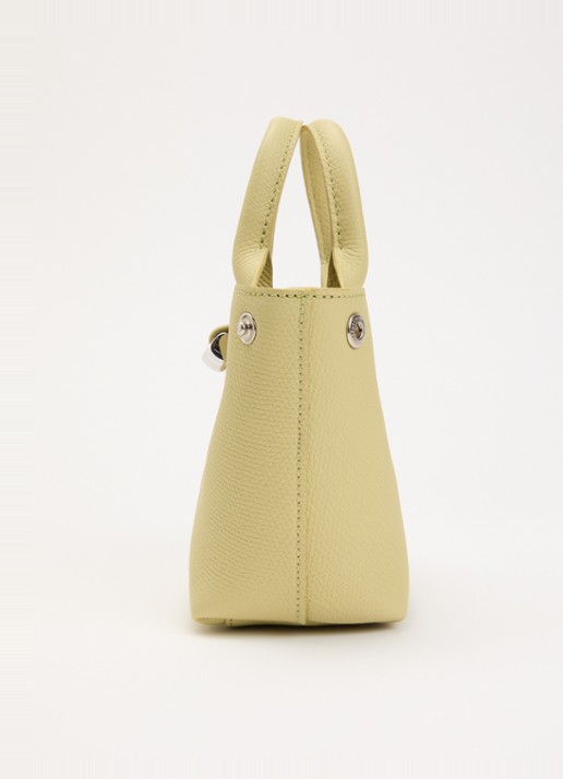 Longchamp Le Roseau handtas XS van leer - detail 2 lichtgroen