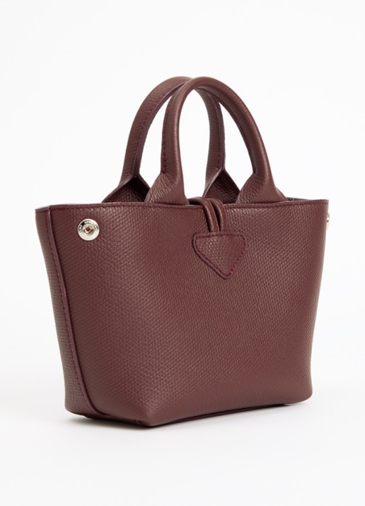 Longchamp Le Roseau handtas XS van leer - achterkant 2 bordeauxrood