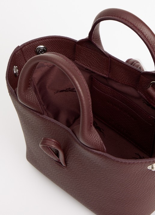Longchamp Le Roseau handtas XS van leer - detail 3 bordeauxrood