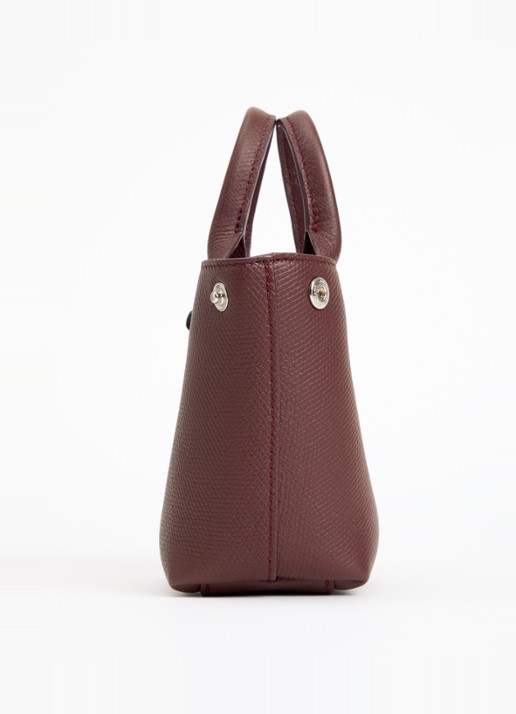 Longchamp Le Roseau handtas XS van leer - detail 4 bordeauxrood
