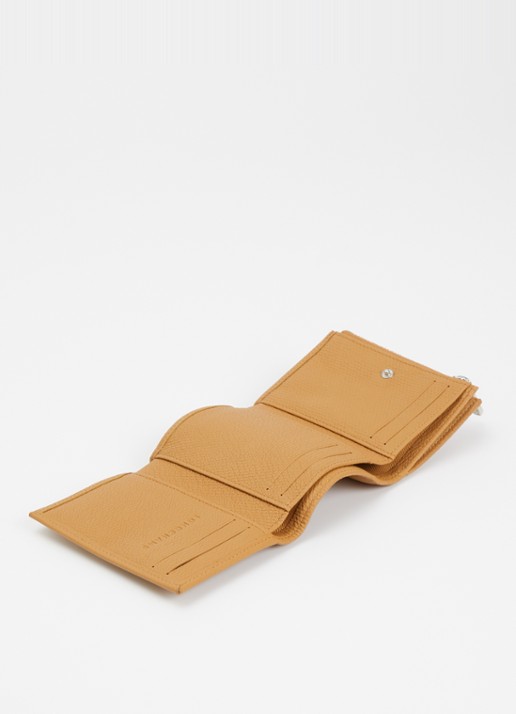 Longchamp Le Roseau portemonnee van leer met structuur - voorkant 3 cognac