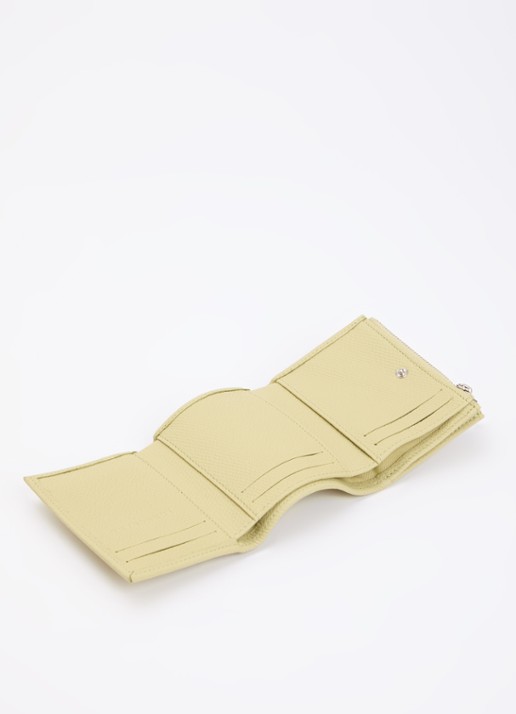 Longchamp Le Roseau portemonnee van leer met structuur - voorkant 2 lichtgroen