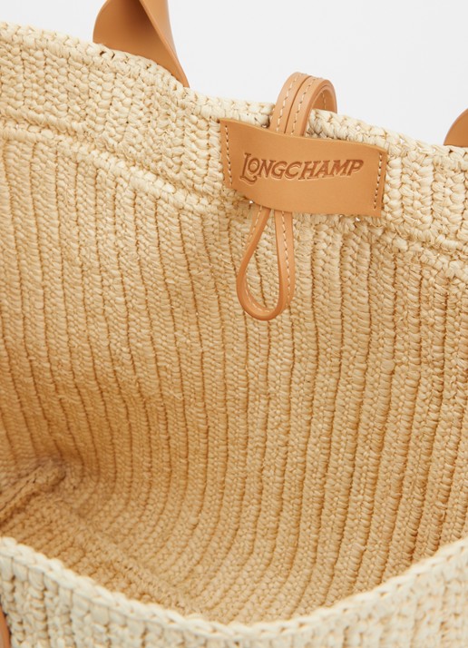 Longchamp Le Roseau schopper L van raffia met kalfsleren details - detail 3 beige