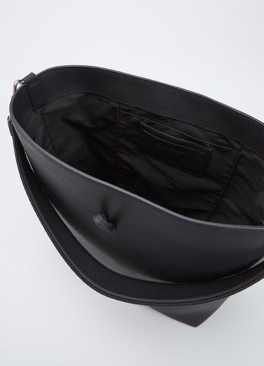 Longchamp Le Roseau schoudertas M van leer - detail 2 zwart