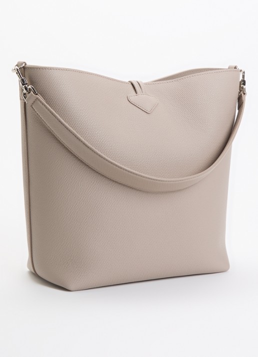 Longchamp Le Roseau schoudertas M van leer - achterkant 3 beige