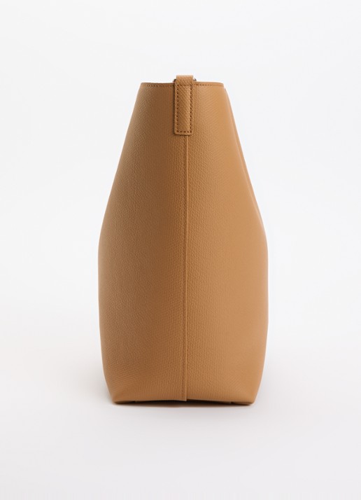 Longchamp Le Roseau schoudertas M van leer - detail 3 bruin