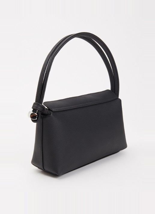 Longchamp Le Roseau schoudertas M van leer  - achterkant 6 zwart