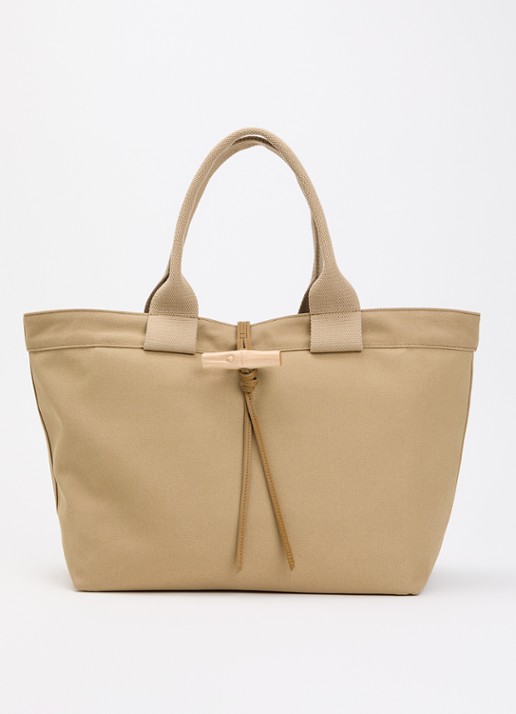 Longchamp Le Roseau shopper van canvas met leren details
