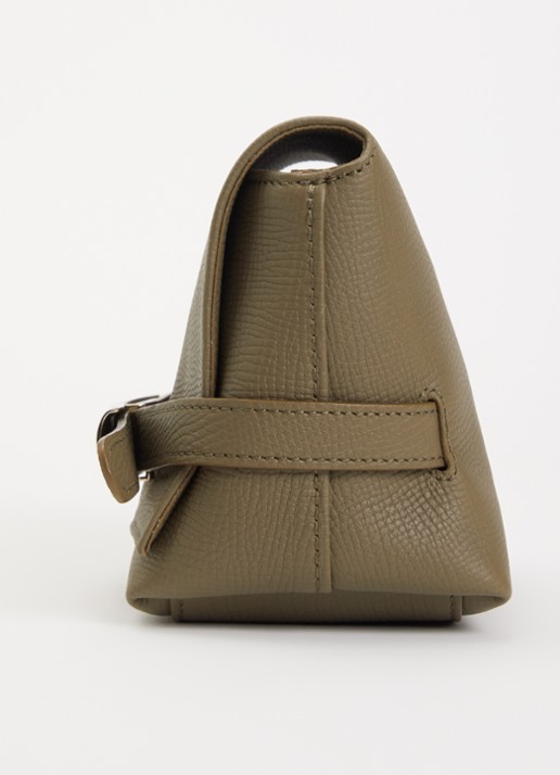 Longchamp Le Smart crossbodytas S van leer  - detail 3 olijfgroen