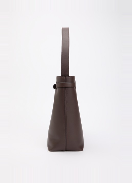 Longchamp Le Smart schoudertas van kalfsleer met verstelbare schouderriem - detail 4 mahoniebruin