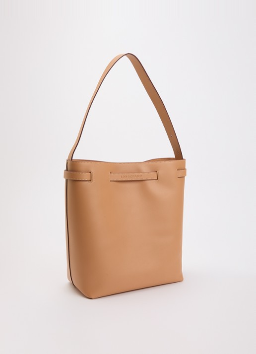 Longchamp Le Smart schoudertas van kalfsleer met verstelbare schouderriem - achterkant 5 camel