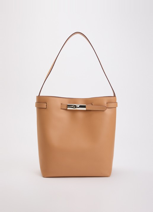 Longchamp Le Smart schoudertas van kalfsleer met verstelbare schouderriem