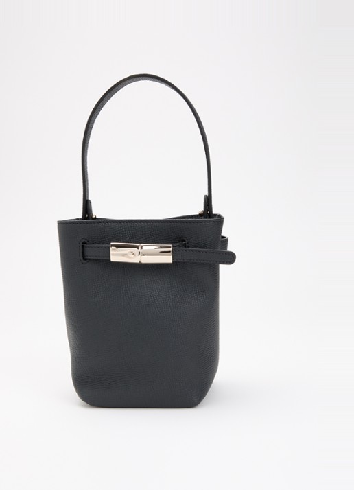 Longchamp Le Smart schoudertas XS van leer met afneembare schouderriem  - voorkant zwart