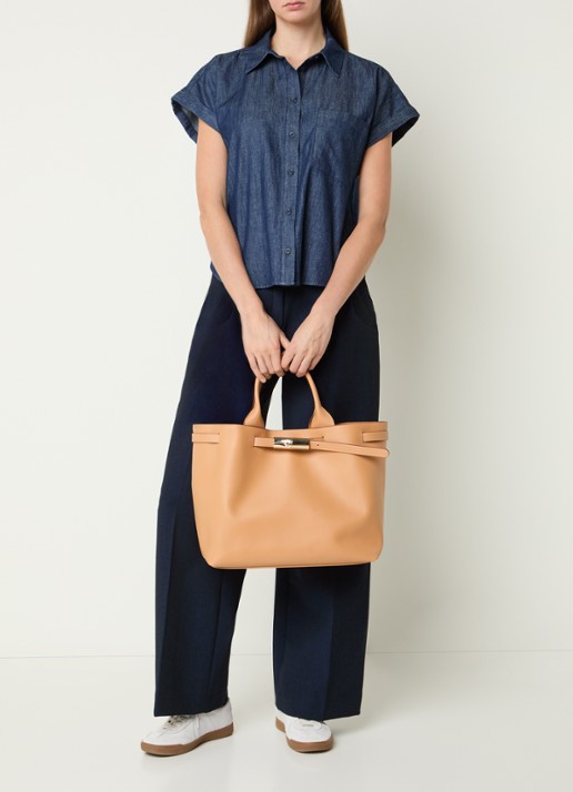 Longchamp Le Smart shopper L van kalfsleer - voorkant 3 camel