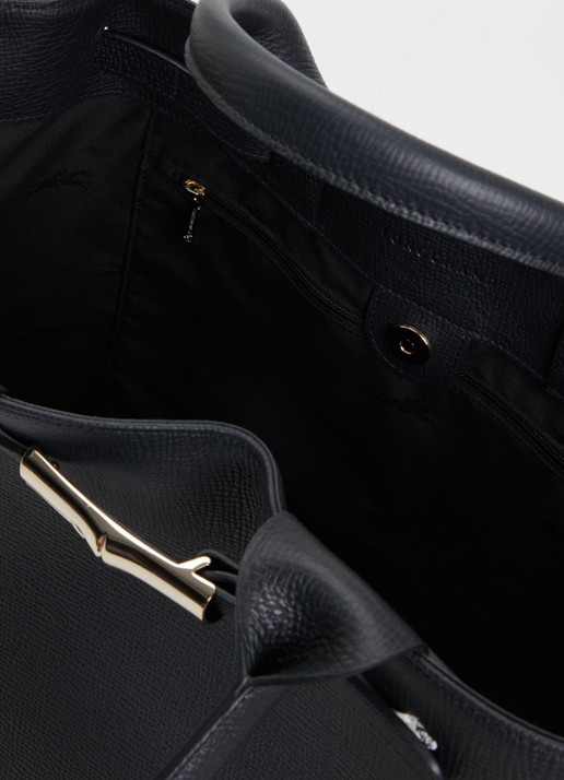 Longchamp Le Smart shopper L van leer - detail zwart