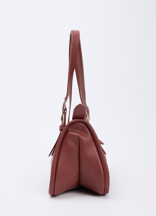 Longchamp Looong schoudertas L van leer - detail 4 roodbruin