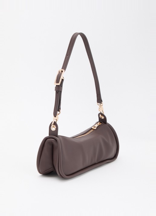 Longchamp Looong schoudertas M van leer - achterkant 5 donkerbruin