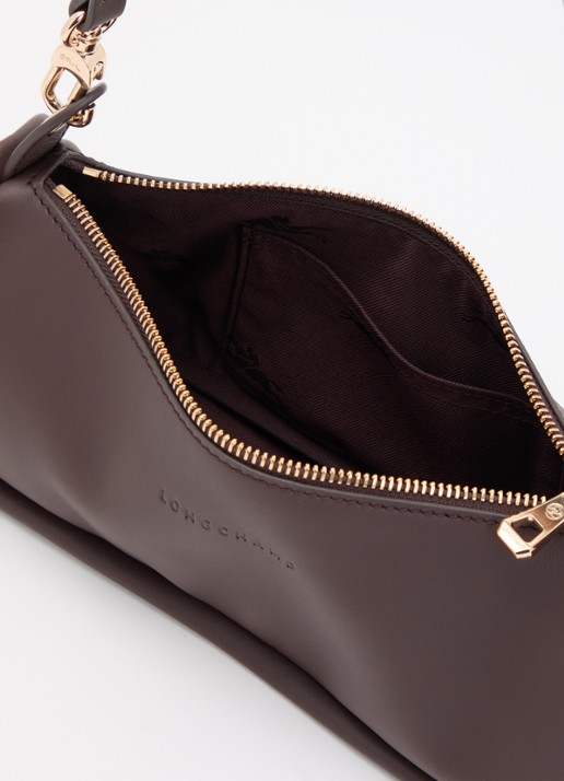 Longchamp Looong schoudertas M van leer - detail 2 donkerbruin