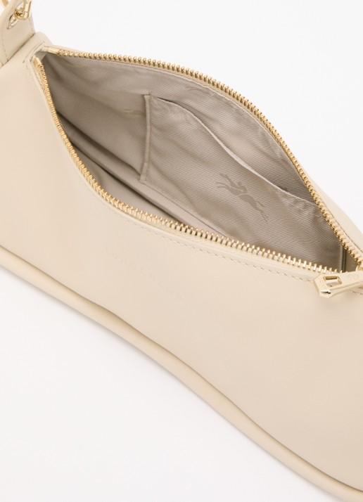 Longchamp Looong schoudertas M van leer - detail 3 vanillegeel