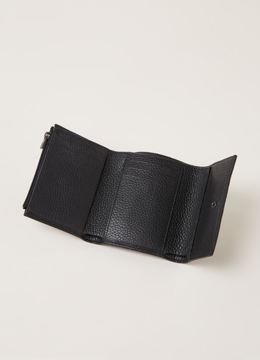 Longchamp Roseau Compact portemonnee van leer - detail zwart
