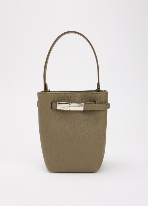 Longchamp Schoudertas van leer met afneembare schouderriem  - voorkant olijfgroen