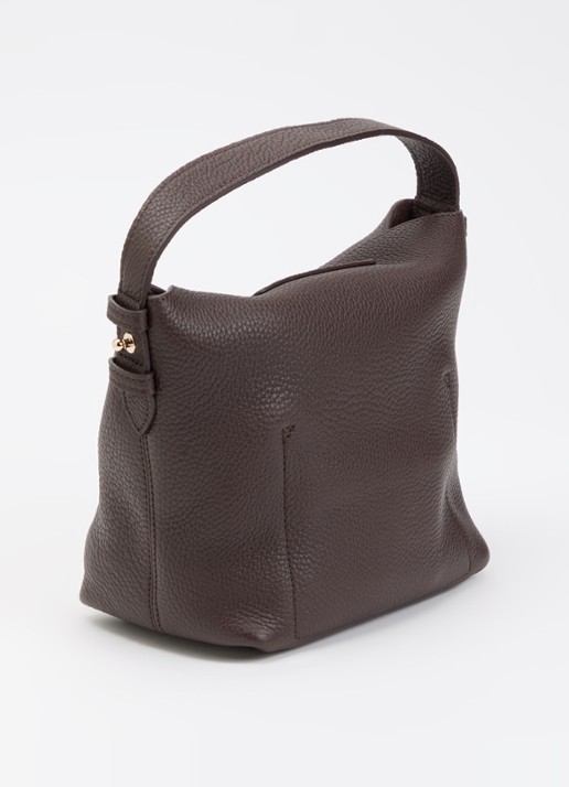 Longchamp Schoudertas van leer met logo  - achterkant 5 kastanjebruin