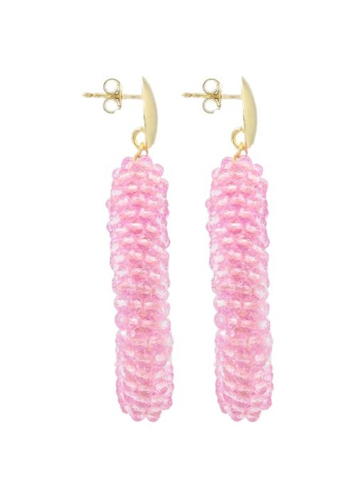 LOTT. gioielli Berry Drop L oorhangers verguld - detail 3 lichtroze