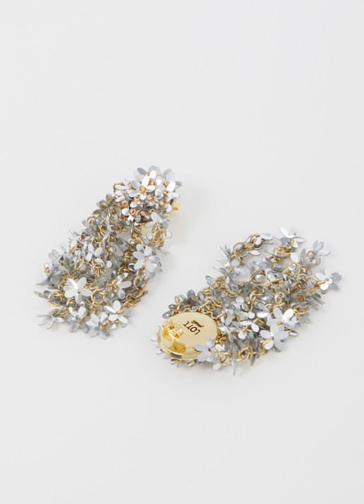 LOTT. gioielli Flower Rain oorstekers met pailletten verguld - detail 3 zilver