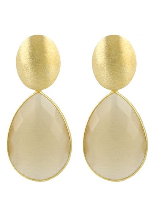 LOTT. gioielli Framed Drop L Rae oorstekers - voorkant 2 beige