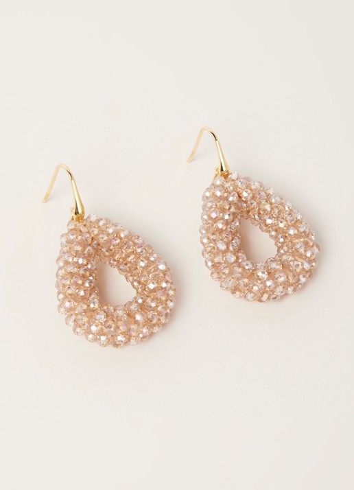 LOTT. gioielli Glasberry oorhangers met glaskralen - detail donkerbeige