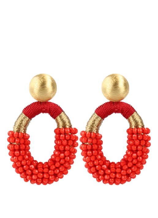 LOTT. gioielli Glassberry Silk M oorhangers met kralen - voorkant rood