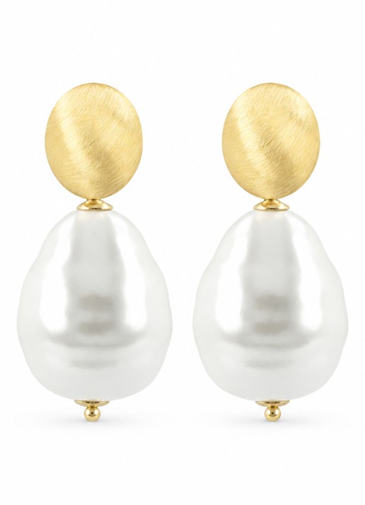 LOTT. gioielli Gold Pearl Mother Earth oorstekers verguld - voorkant parelmoer