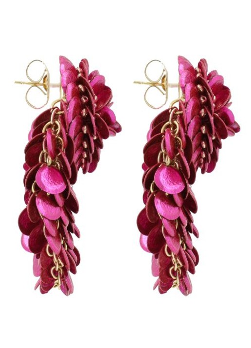 LOTT. gioielli Sequin Fan-Shaped Flower L oorstekers  - detail fuchsia