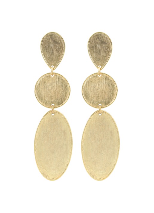 LOTT. gioielli Stone Shape Oval Triple oorstekers - voorkant goud