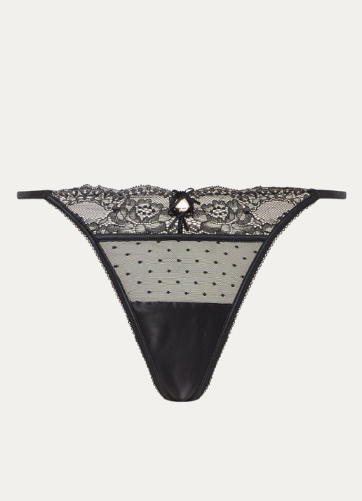 Lounge Adelyn string van mesh - voorkant zwart