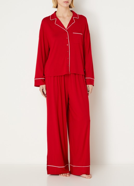 Lounge Alpine Dreams pyjamatop met V-hals - voorkant 2 rood
