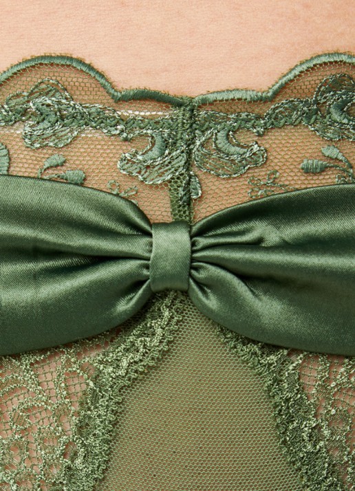 Lounge Attract string van kant met strikdetail - detail 2 olijfgroen