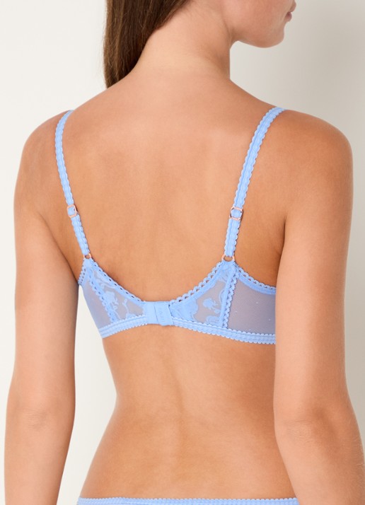 Lounge Beugel bh van mesh met flockprint - achterkant 3 blauw
