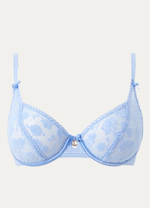 Lounge Beugel bh van mesh met flockprint - voorkant 4 blauw